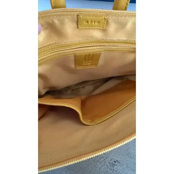 ili New York Genuine Leather Mustard Yellow Mini Backpack Travel Purse - Picture 7 of 8